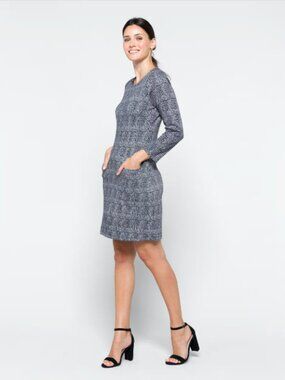 41 Hawthorn Aniya Jacquard Knit Dress Navy Small NWT